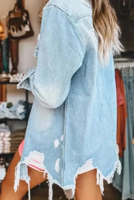 Denim Jackets Distressed Denim Duster