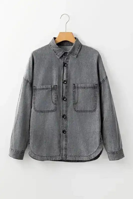 Denim jackets Patched Pocket Split Denim Jacket