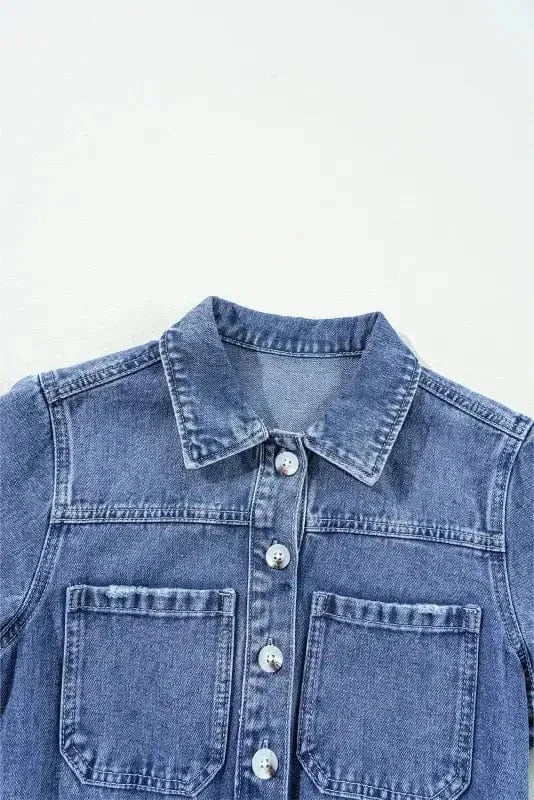 Denim Rompers Short Sleeve Denim Romper
