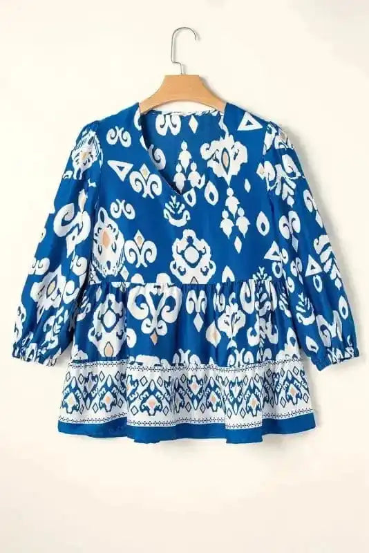 Floral Blouses Ethno-Chic Flowy Fit Blouse