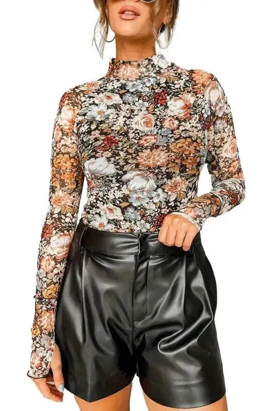 Floral Blouses Fleur Sophistication Mesh Top