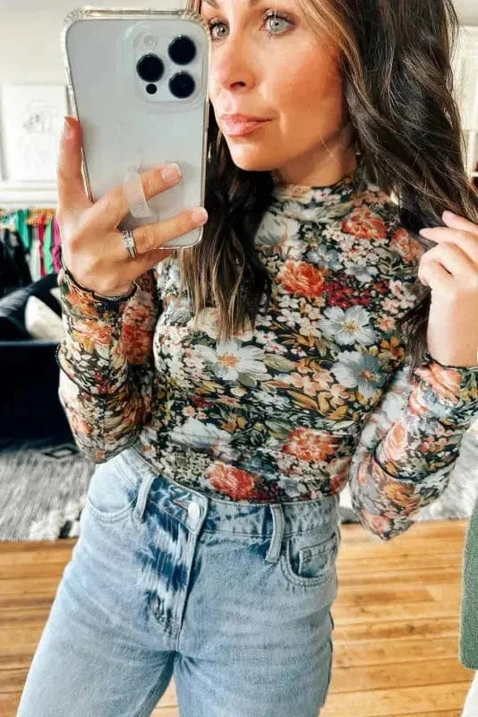 Floral Blouses Fleur Sophistication Mesh Top