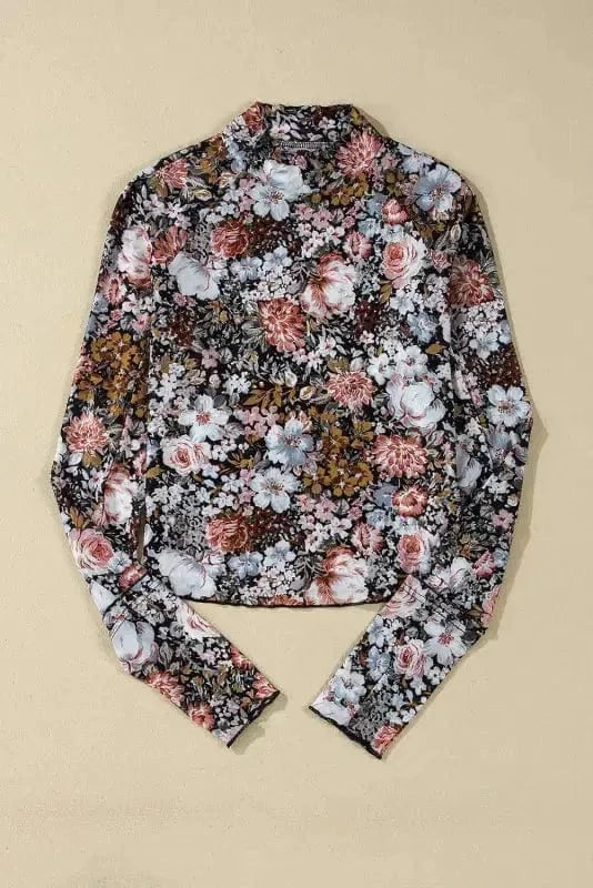 Floral Blouses Fleur Sophistication Mesh Top