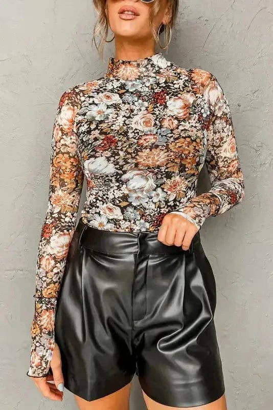 Floral Blouses Fleur Sophistication Mesh Top