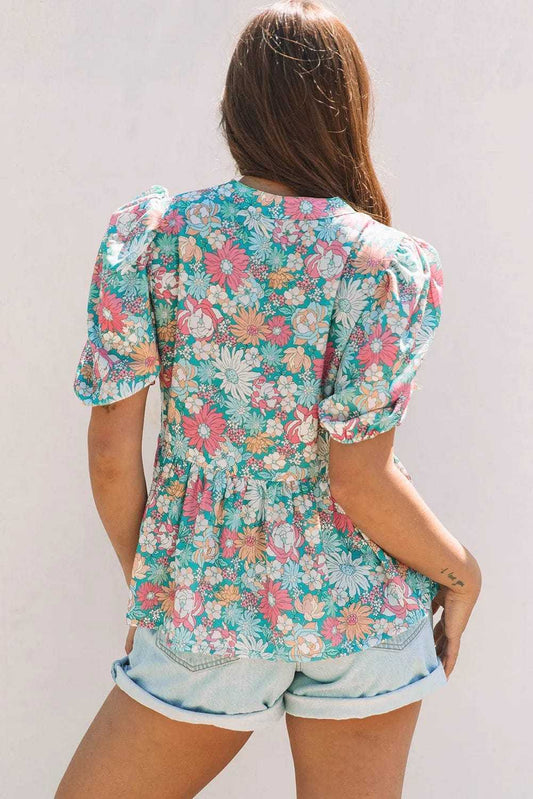 Floral Blouses Floral Fantasy Puff Blouse
