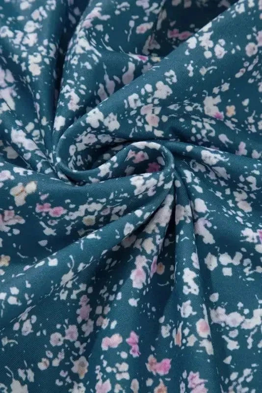 Floral Blouses Floral Mosaic Ruffle Hem Blouse