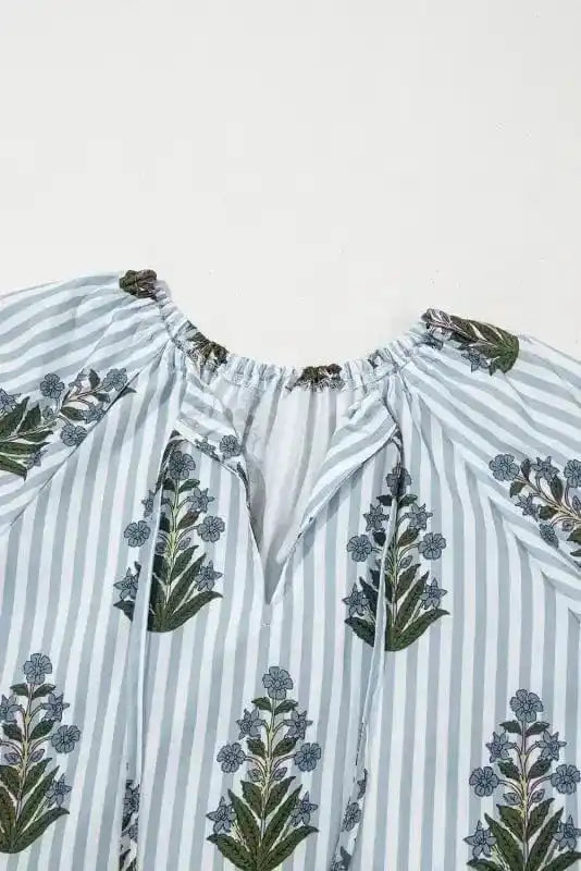 Floral Blouses Floral Stripe Elegance Blouse