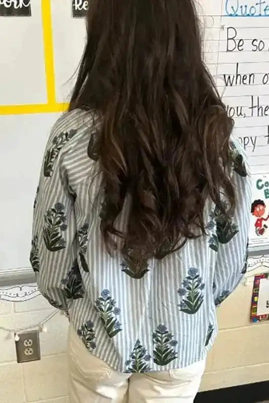 Floral Blouses Floral Stripe Elegance Blouse
