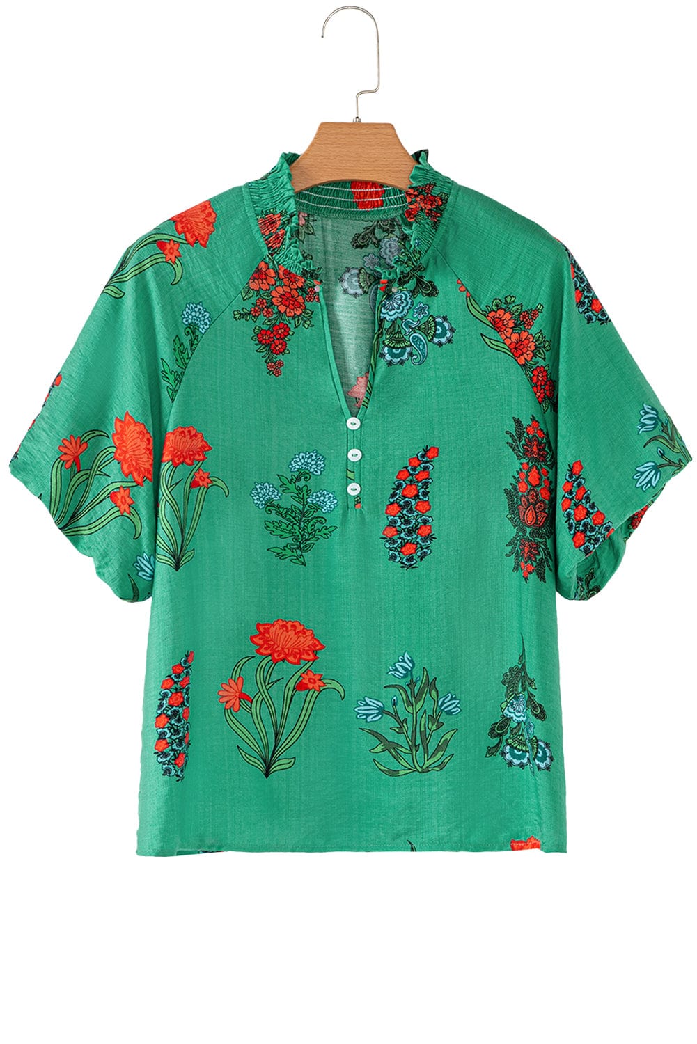 Floral Blouses Lush Floral Short Sleeve Blouse – Women’s Boho Summer Top
