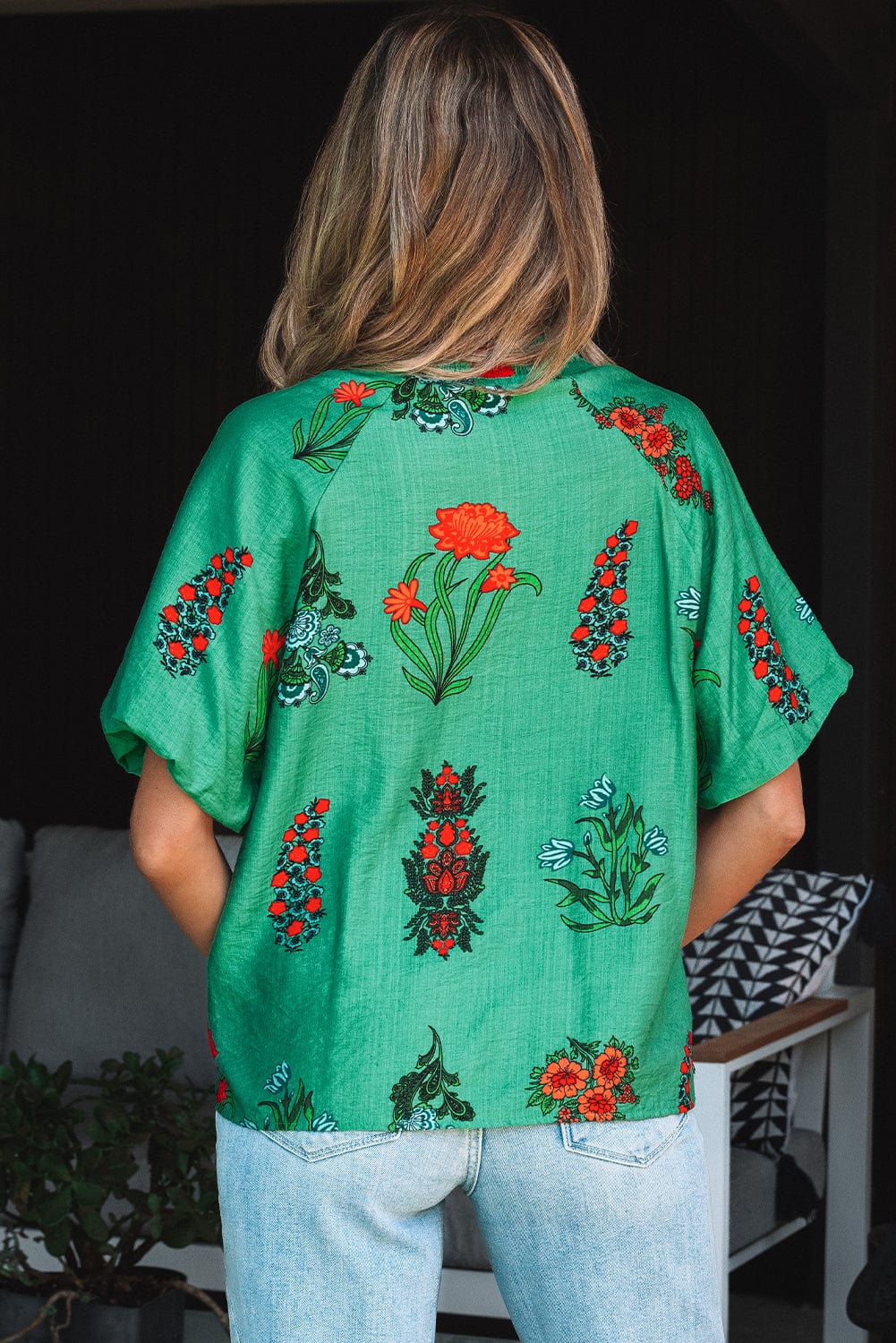 Floral Blouses Lush Floral Short Sleeve Blouse – Women’s Boho Summer Top