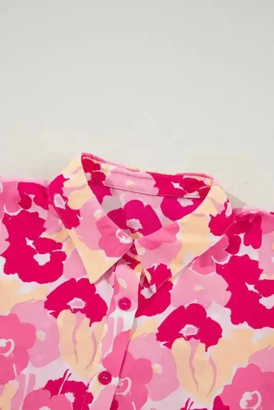 Floral Blouses Pink Blooming Floral Shirt