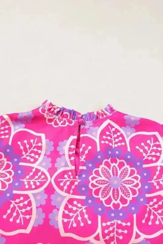 Floral Blouses Rose Floral Smocked Blouse