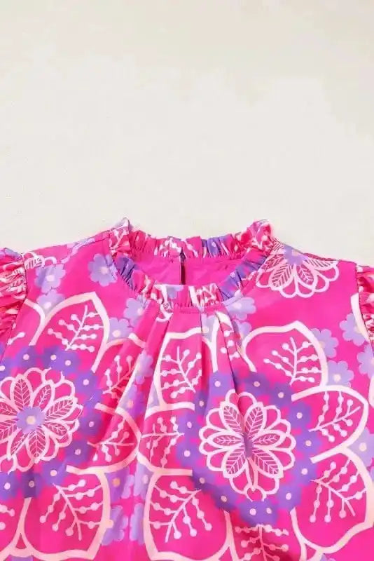 Floral Blouses Rose Floral Smocked Blouse