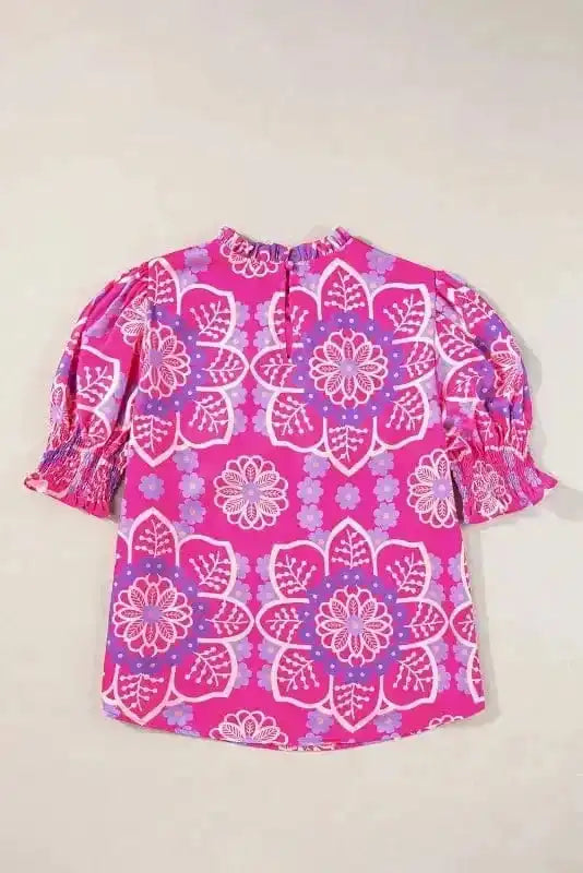 Floral Blouses Rose Floral Smocked Blouse