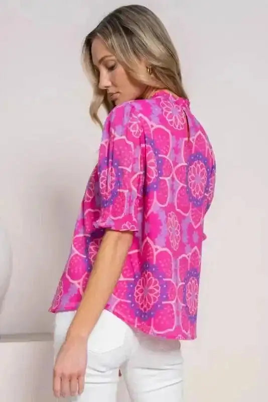 Floral Blouses Rose Floral Smocked Blouse