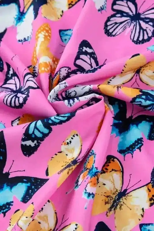 Floral Blouses Ruffled Sleeve Butterfly Blouse