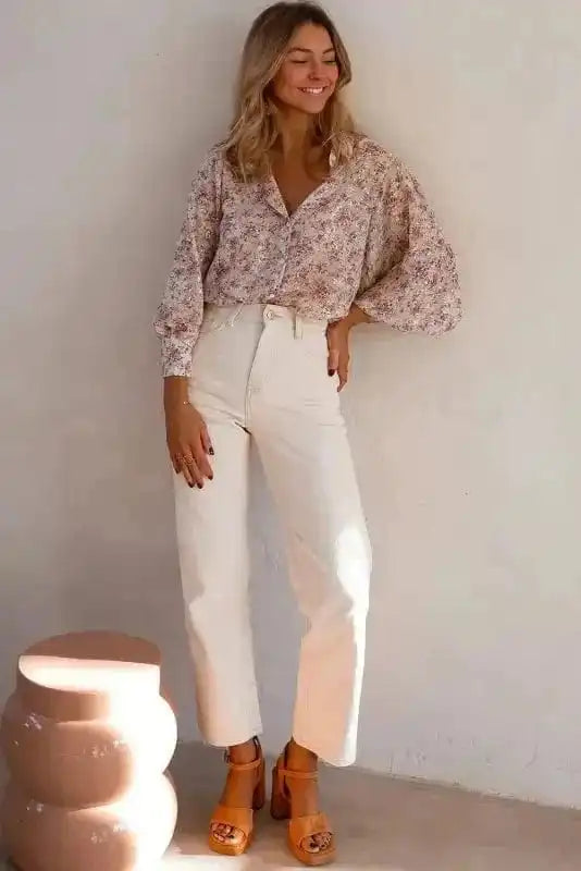 Floral Blouses Vintage Bloom Bishop Shirt