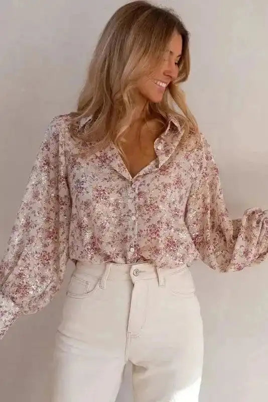 Floral Blouses Vintage Bloom Bishop Shirt