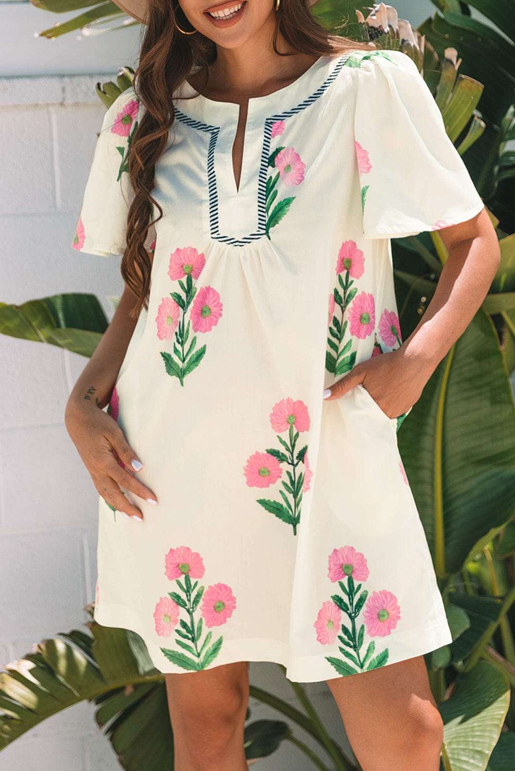 Floral Dresses Apricot Floral Summer Mini Dress