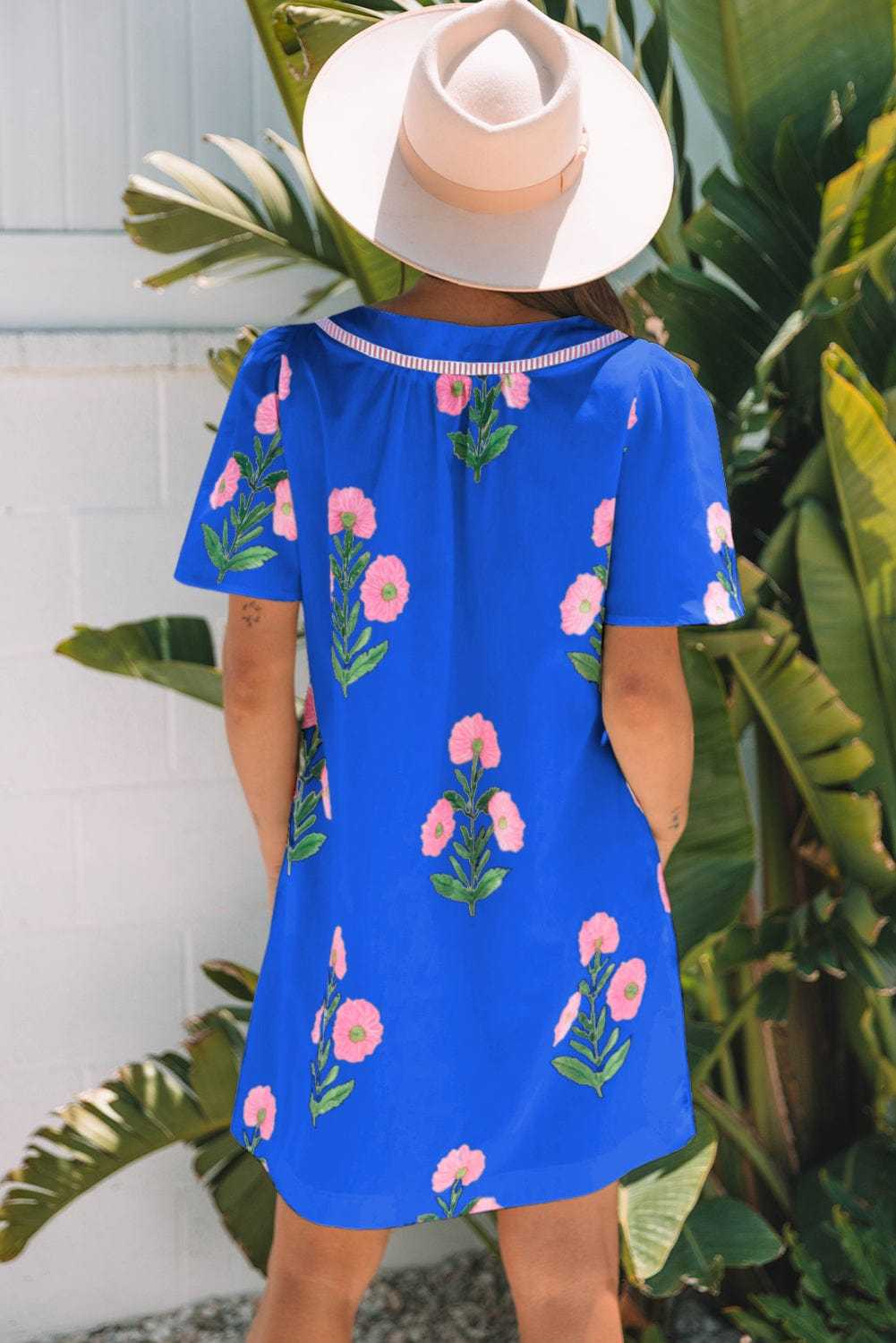Floral Dresses Blue Floral Summer Mini Dress