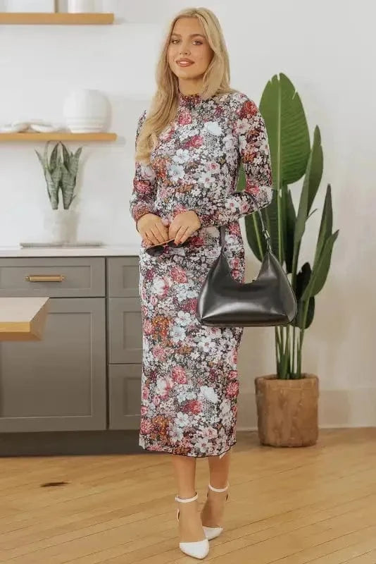 Floral Dresses Floral Bodycon Midi Dress