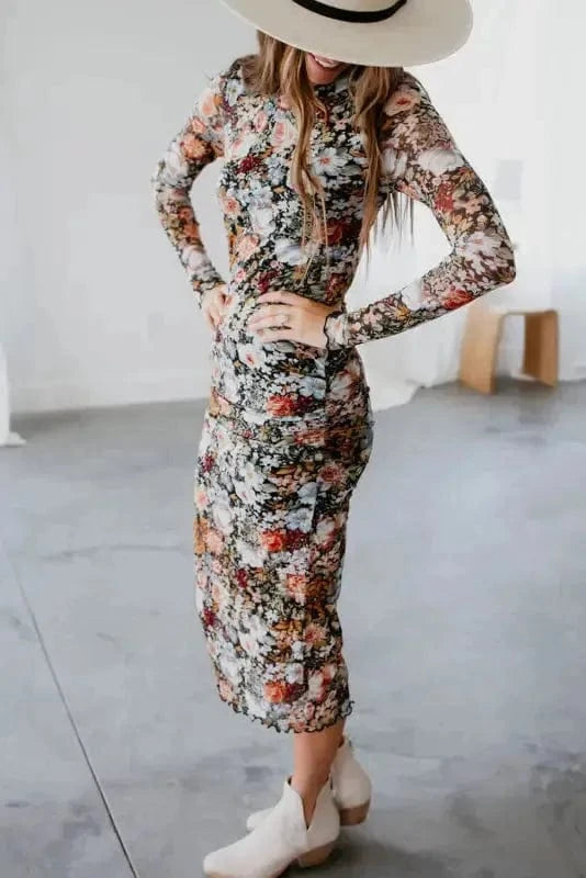 Floral Dresses Floral Bodycon Midi Dress