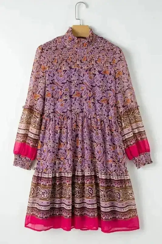 Floral Dresses Purple / S / 100%Polyester Autumn Bloom Mini Dress
