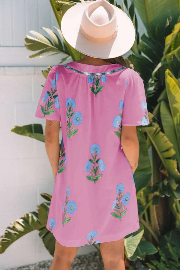 Floral Dresses Rose Floral Summer Mini Dress