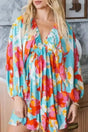 Floral Dresses Sky Blue / S / 100%Polyester Flora Charm Empire Dress