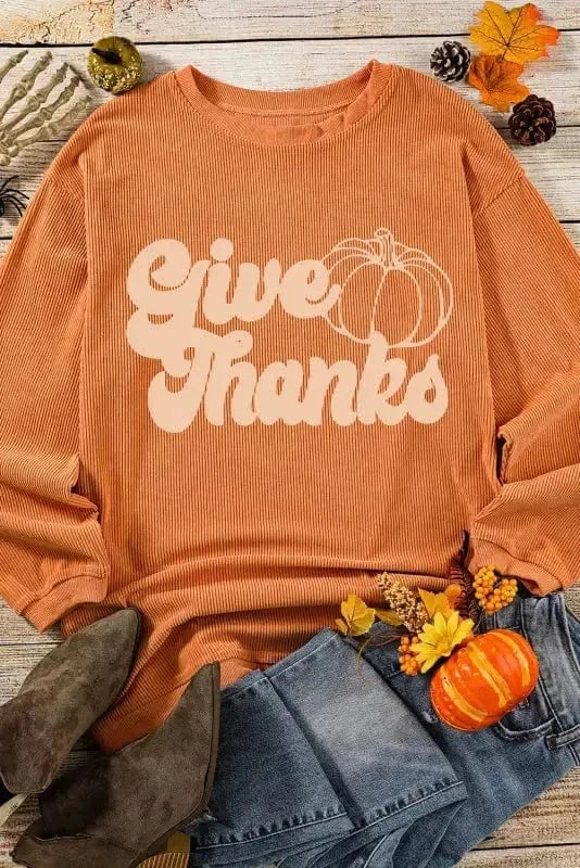 Graphic Orange Leopard Pumpkin Graphic Corded Sweatshirt