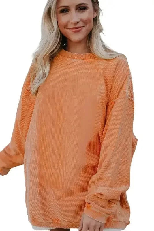 Graphic Orange Leopard Pumpkin Graphic Corded Sweatshirt
