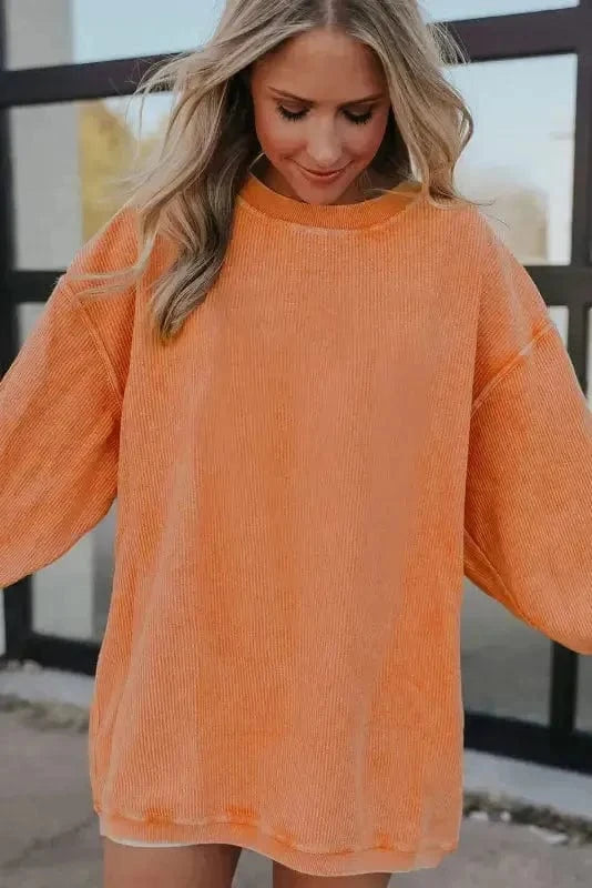 Graphic Orange Leopard Pumpkin Graphic Corded Sweatshirt