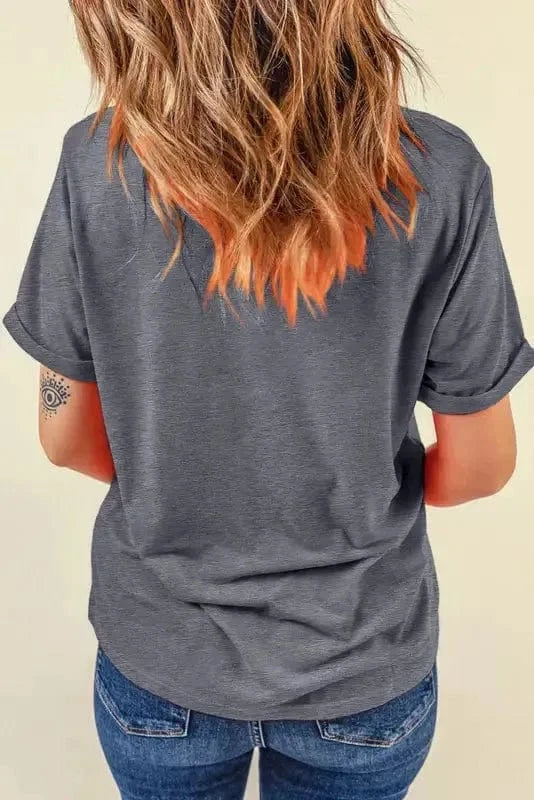 Graphic Tees Black Baseball Bowknot Graphic Casual Tee
