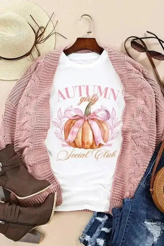 Graphic Tees Girly Pumpkin Bow T-Shirt