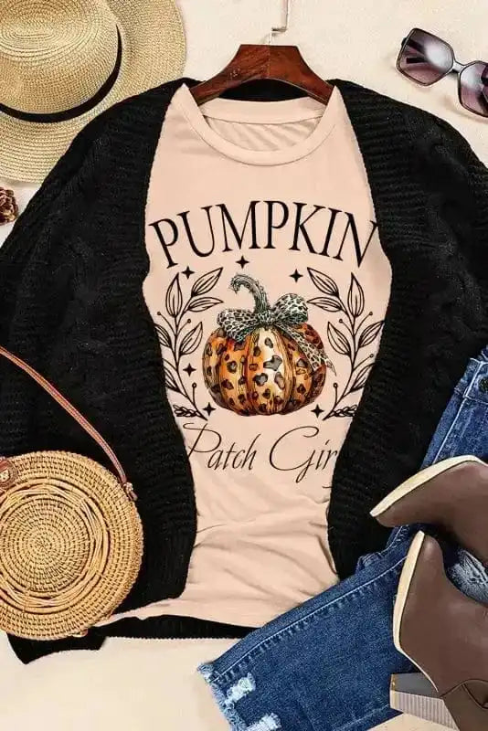 Graphic Tees PUMPKIN Leopard Bowknot T-Shirt