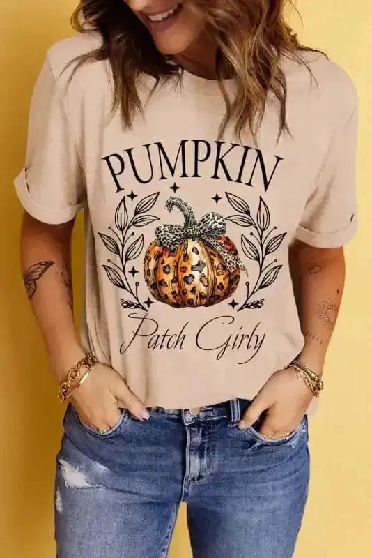 Graphic Tees PUMPKIN Leopard Bowknot T-Shirt