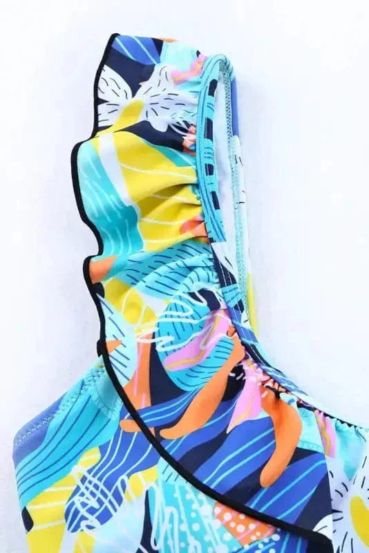 High Waist Swimsuits Ruffle High Waist Square Neck Bikini Set