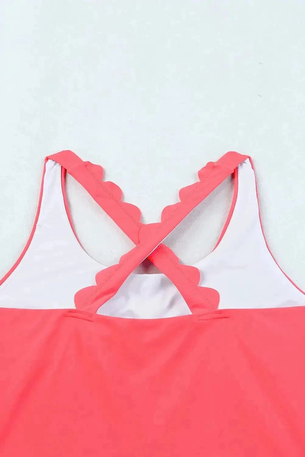 High Waist Swimsuits Scalloped Criss-Cross High Waist Bikini Set