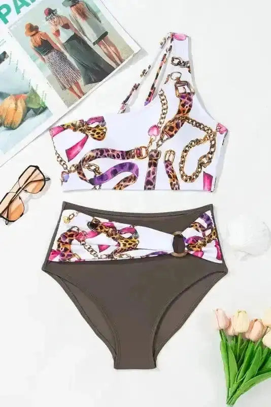 High Waisted Swimsuit Abstract Beauty Bikini
