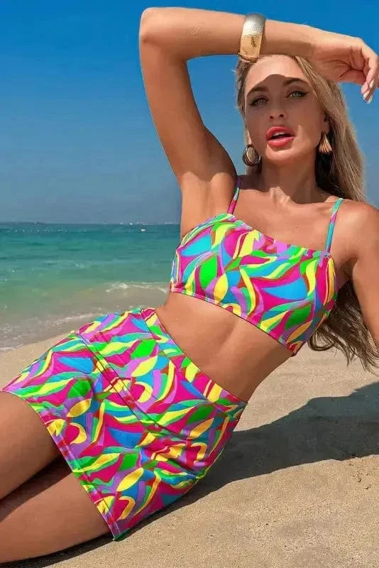 High Waisted Swimsuit Abstract High Waist Bikini Swimsuit