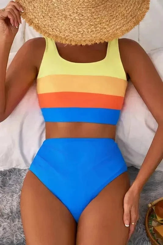 High Waisted Swimsuit Blue Wave High Waist Bikini