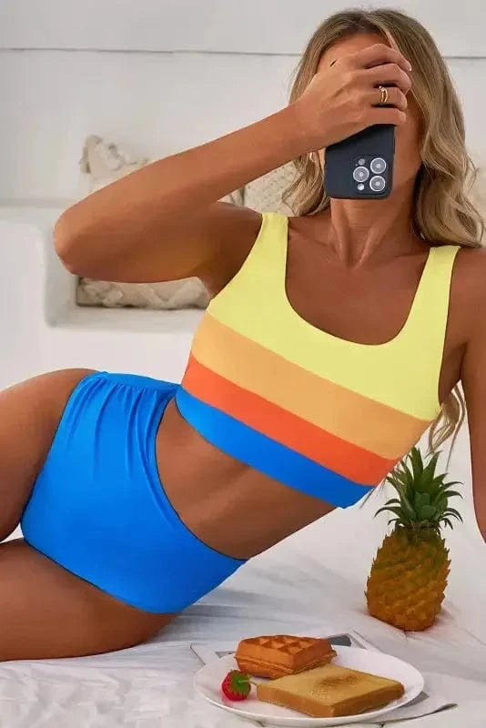 High Waisted Swimsuit Blue Wave High Waist Bikini