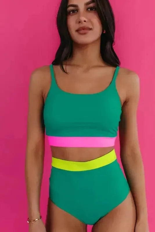 High Waisted Swimsuit Sea Green High Waist Bikini