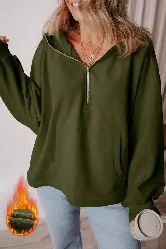 Hoodies Moss Green / S / 50%Polyester+50%Cotton Cozy Kangaroo Pocket Fleece Hoodie