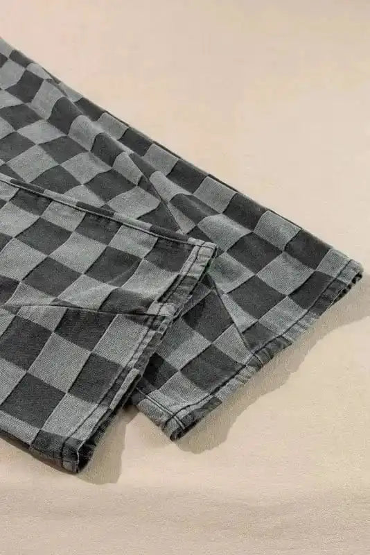 Jeans Urban Checkered Charcoal Denim – Wide Leg Jeans