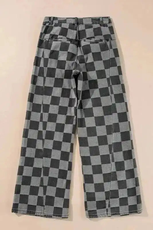 Jeans Urban Checkered Charcoal Denim – Wide Leg Jeans