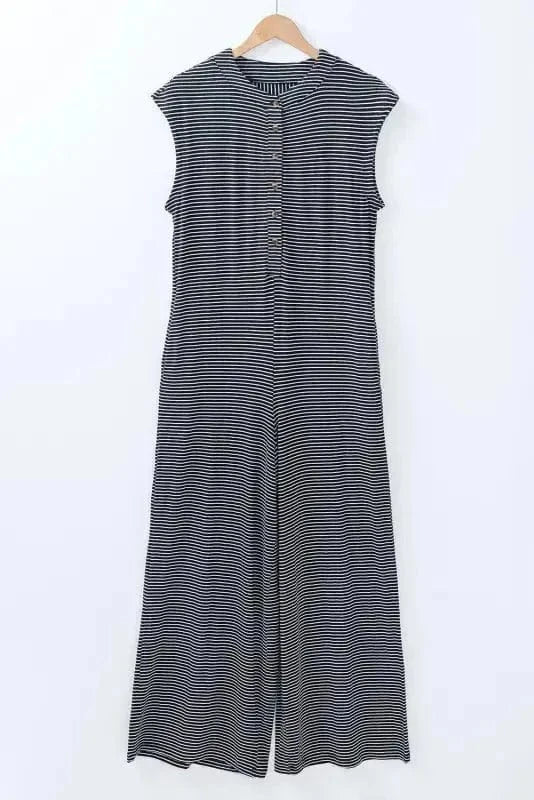 Jumpsuits Monochrome Stripes Wide-Leg Jumpsuit