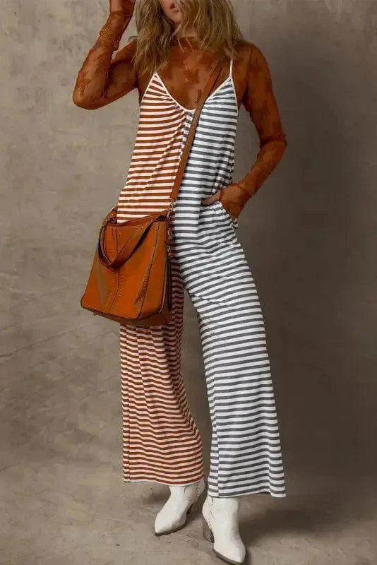 Jumpsuits Yellow Stripe / S / 50%Cotton+47%Polyester+3%Elastane Citrus Chic Two-Tone Jumpsuit