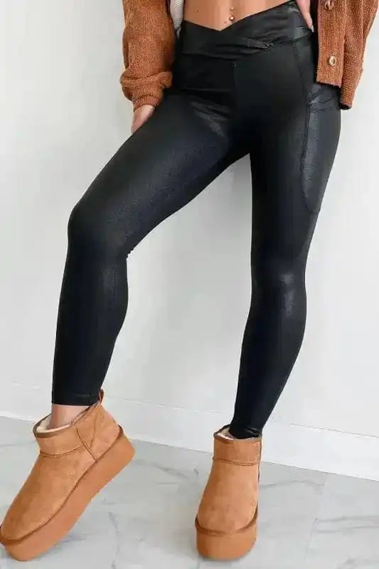 Leggings Black / S / 85%Polyester+15%Elastane V-Flex High-Waist Leggings with Pockets