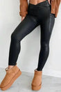 Black high waist leggings with pockets front view — Fashionfitz UK